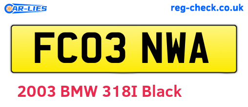 FC03NWA are the vehicle registration plates.
