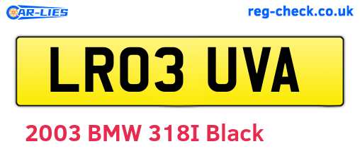 LR03UVA are the vehicle registration plates.