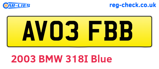 AV03FBB are the vehicle registration plates.