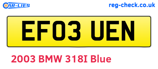 EF03UEN are the vehicle registration plates.