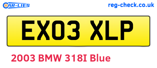 EX03XLP are the vehicle registration plates.