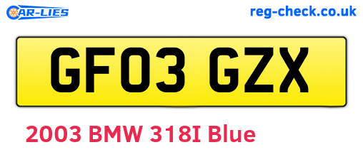 GF03GZX are the vehicle registration plates.
