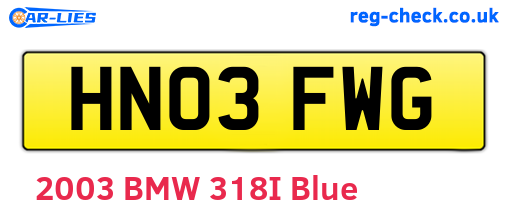 HN03FWG are the vehicle registration plates.