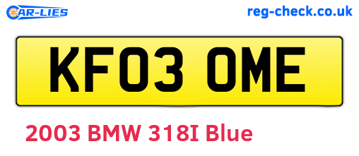 KF03OME are the vehicle registration plates.