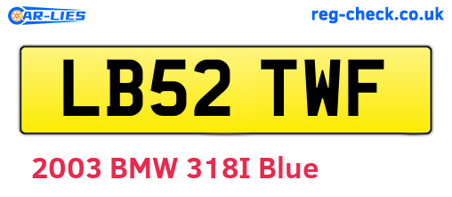 LB52TWF are the vehicle registration plates.