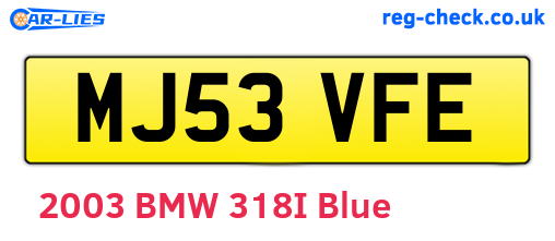 MJ53VFE are the vehicle registration plates.