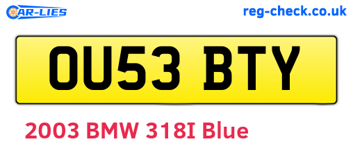 OU53BTY are the vehicle registration plates.