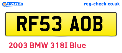 RF53AOB are the vehicle registration plates.