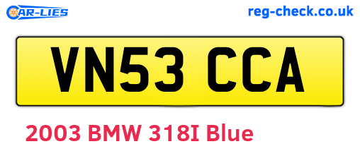 VN53CCA are the vehicle registration plates.