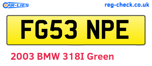 FG53NPE are the vehicle registration plates.