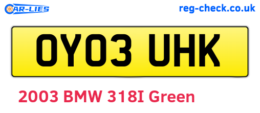 OY03UHK are the vehicle registration plates.