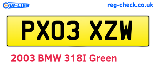PX03XZW are the vehicle registration plates.