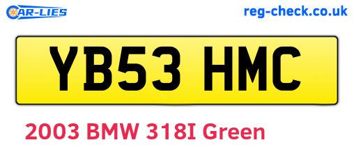 YB53HMC are the vehicle registration plates.