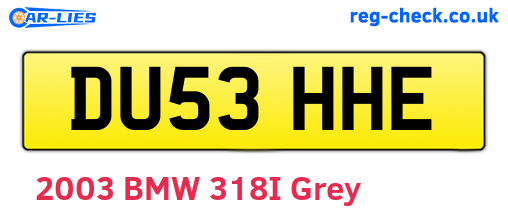 DU53HHE are the vehicle registration plates.