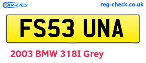 FS53UNA are the vehicle registration plates.