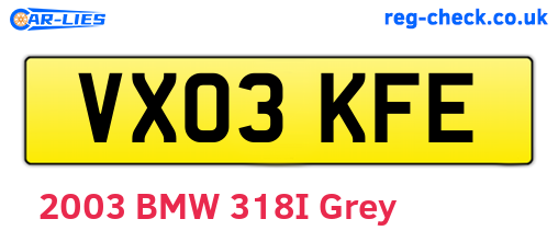 VX03KFE are the vehicle registration plates.