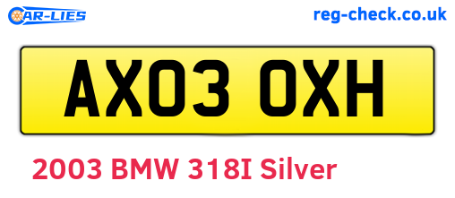 AX03OXH are the vehicle registration plates.