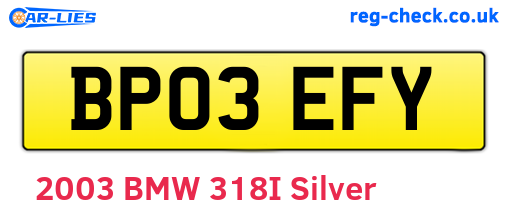 BP03EFY are the vehicle registration plates.
