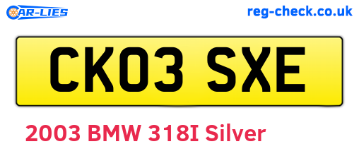 CK03SXE are the vehicle registration plates.