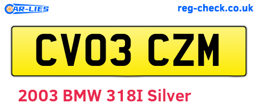 CV03CZM are the vehicle registration plates.