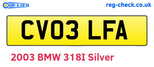 CV03LFA are the vehicle registration plates.