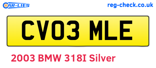 CV03MLE are the vehicle registration plates.