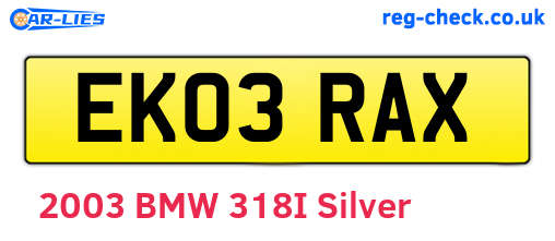 EK03RAX are the vehicle registration plates.