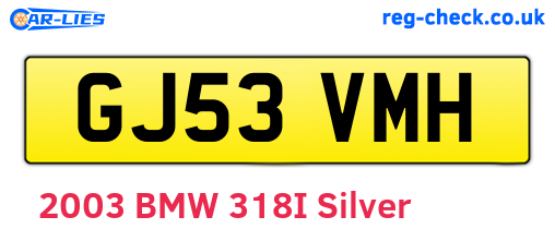 GJ53VMH are the vehicle registration plates.