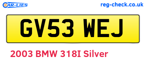GV53WEJ are the vehicle registration plates.