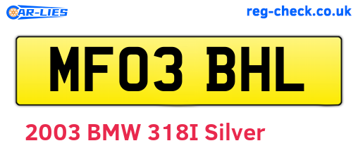 MF03BHL are the vehicle registration plates.