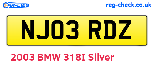 NJ03RDZ are the vehicle registration plates.