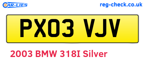 PX03VJV are the vehicle registration plates.