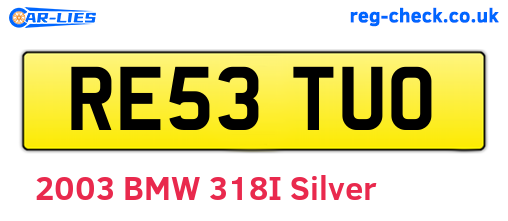 RE53TUO are the vehicle registration plates.