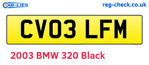 CV03LFM are the vehicle registration plates.