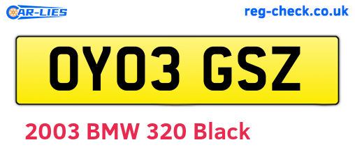 OY03GSZ are the vehicle registration plates.