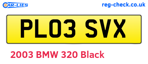 PL03SVX are the vehicle registration plates.