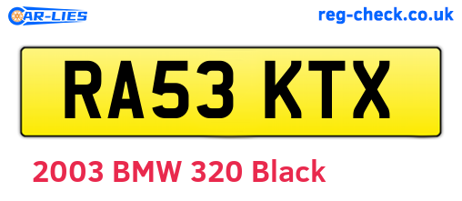 RA53KTX are the vehicle registration plates.