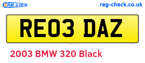RE03DAZ are the vehicle registration plates.
