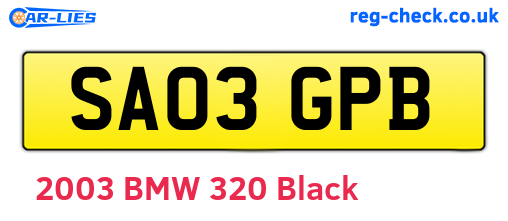 SA03GPB are the vehicle registration plates.