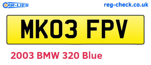 MK03FPV are the vehicle registration plates.