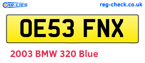 OE53FNX are the vehicle registration plates.