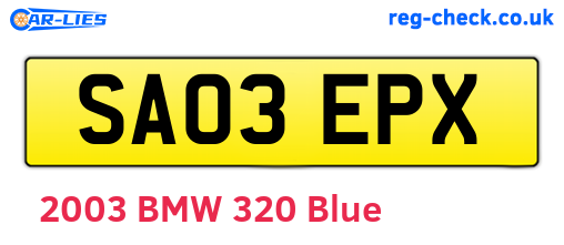 SA03EPX are the vehicle registration plates.