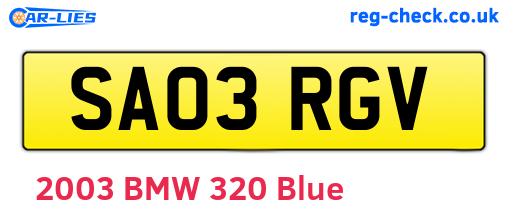 SA03RGV are the vehicle registration plates.