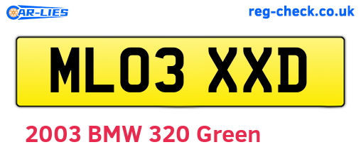 ML03XXD are the vehicle registration plates.