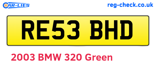 RE53BHD are the vehicle registration plates.