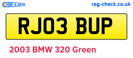 RJ03BUP are the vehicle registration plates.