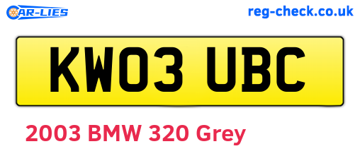 KW03UBC are the vehicle registration plates.