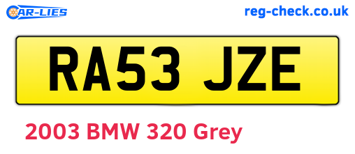 RA53JZE are the vehicle registration plates.