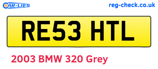 RE53HTL are the vehicle registration plates.