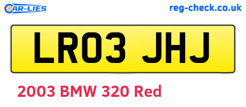 LR03JHJ are the vehicle registration plates.